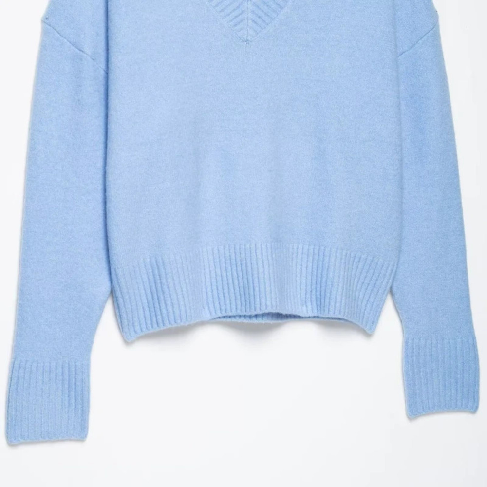 ZARA Solid Color Versatile Loose Fit Knit Sweater Stand Collar